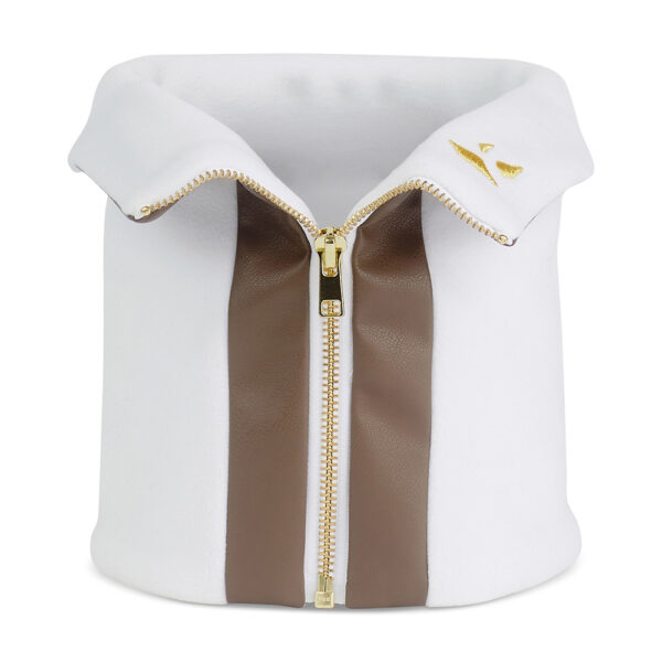 Fullzip Leather Neckband - brown